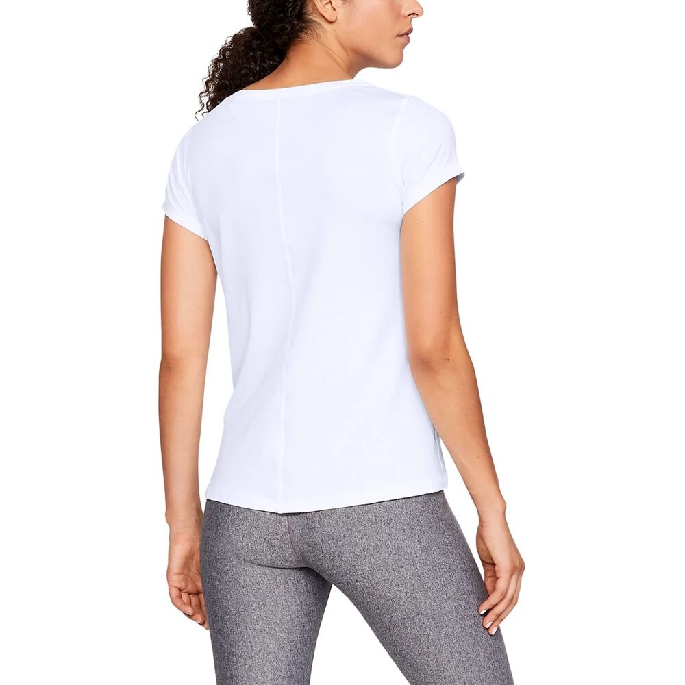 Under Armour Women's HeatGear Armour Short Sleeve T-Shirt, white, size Large.